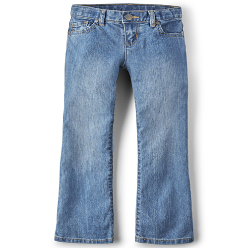 Jean básico corte bota para niñas, Medium Worn Stone Wash
