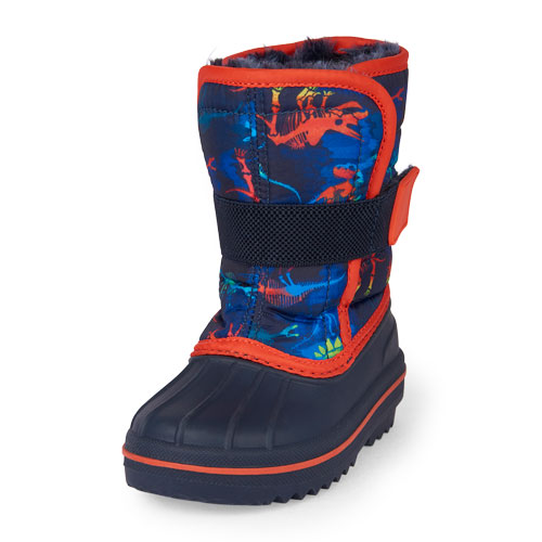 Botas de nieve con estampado de dinosaurios para niños pequeños