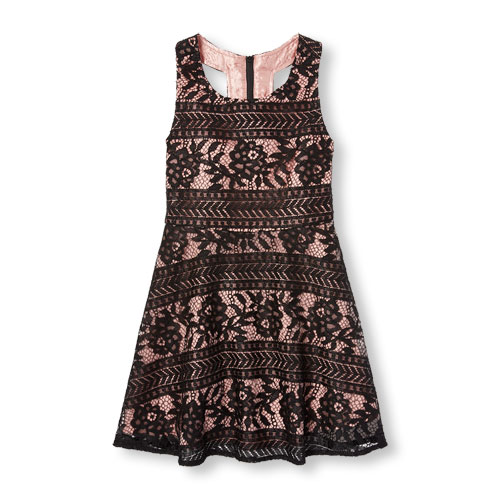 Girls Sleeveless Lace Woven Dress