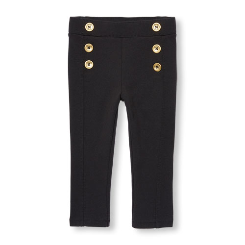 Toddler Girls Button Ponte Knit Jeggings