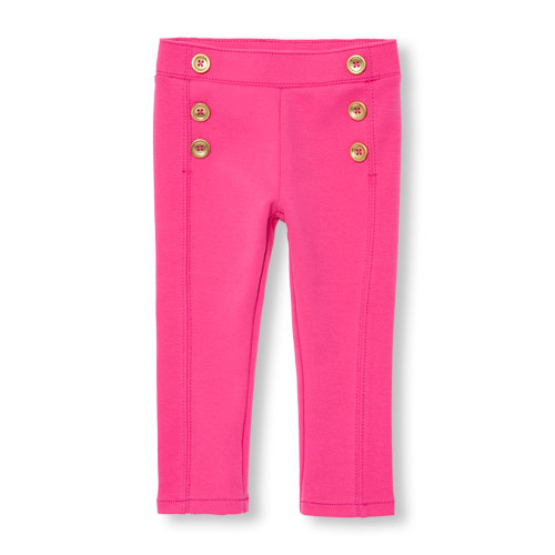 Toddler Girls Button Ponte Knit Jeggings