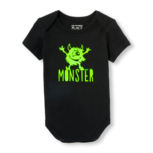 Baby Boys Daddy And Me Short Sleeve Neon 'Monster' Matching Graphic Bodysuit