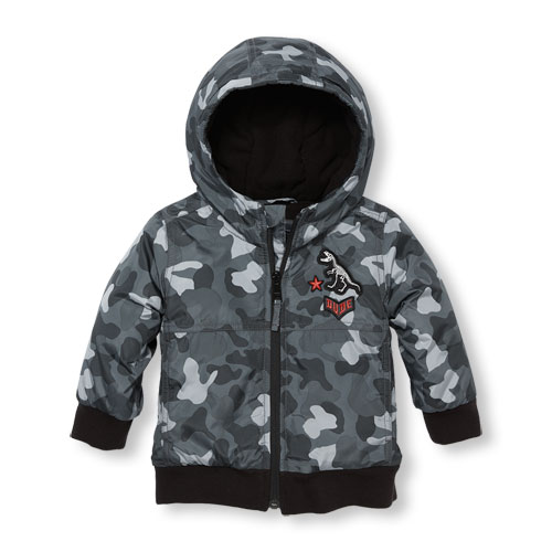 Toddler Boys Long Sleeve Hooded Bomber Jacket