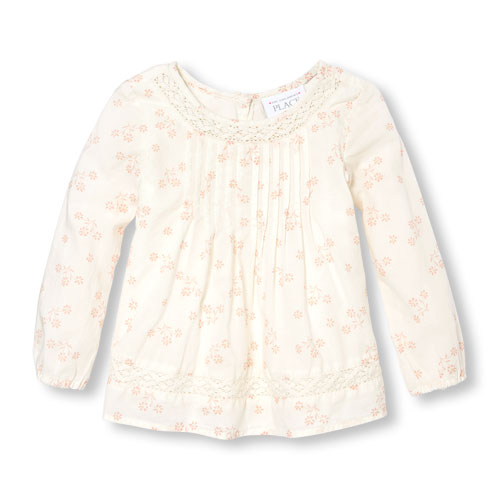 Toddler Girls Long Daisy Print Woven Top