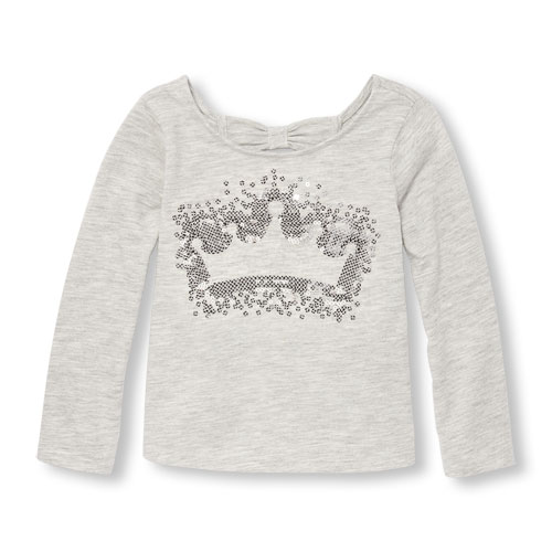 Toddler Girls Long Sleeve Embellished Graphic Cutout Back Top