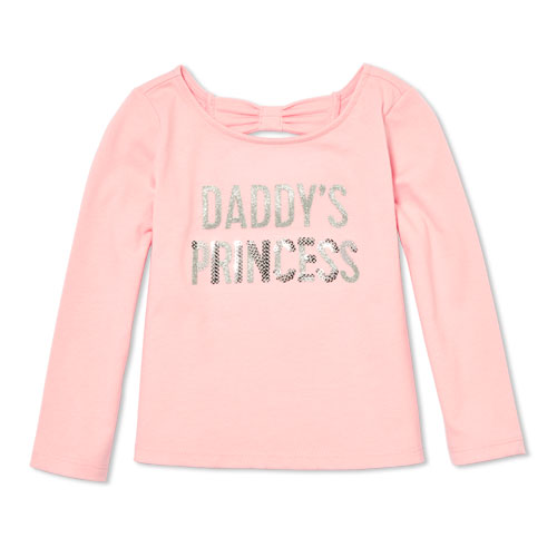 Toddler Girls Long Sleeve Embellished Graphic Cutout Back Top