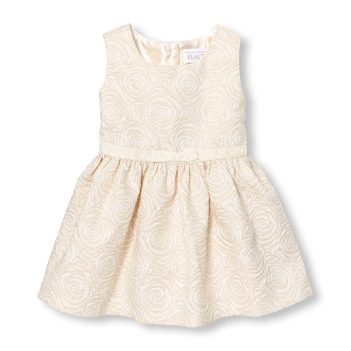 Toddler Girls Sleeveless Shimmer Rose Jacquard Dress