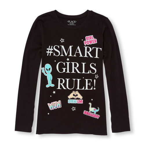 Girls Long Sleeve 'Smart Girls Rule' Graphic Tee