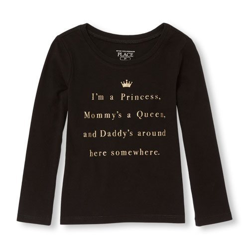 Toddler Girls Long Sleeve Glitter 'I'm A Princess' Graphic Tee