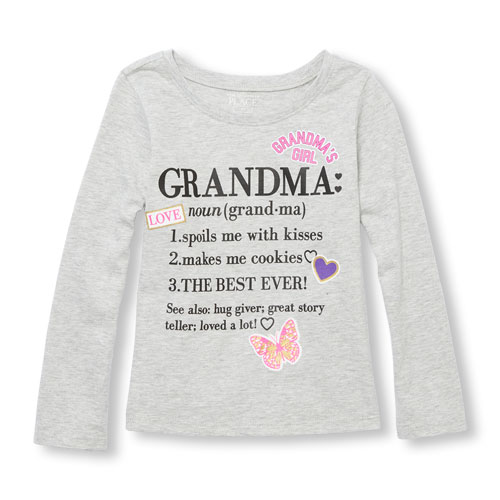 Toddler Girls Long Sleeve 'Grandma' Definition Graphic Tee