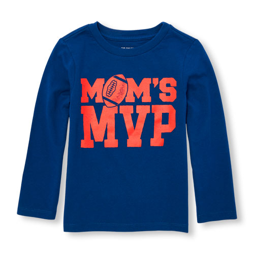 Toddler Boys Long Sleeve 'Mom's MVP' Football Graphic Tee