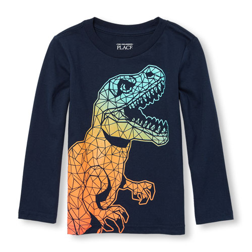 Toddler Boys Long Sleeve Geo Dino Graphic Tee