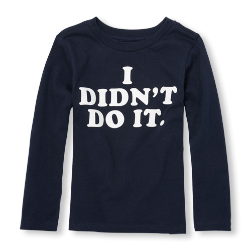 Toddler Boys Long Sleeve 'I Didn't Do It' Graphic Tee