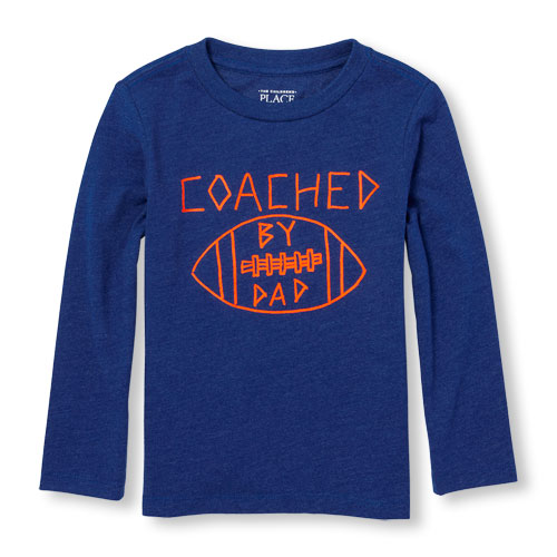 Toddler Boys Long Sleeve Neon 'Coached By Dad' Football Graphic Tee