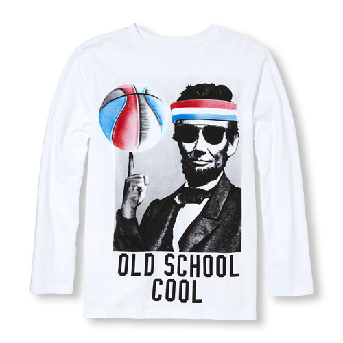Boys Long Sleeve 'Old School Cool' Basketball Abe Graphic Tee