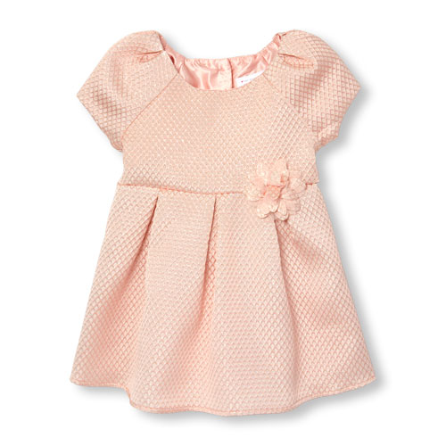 Toddler Girls Short Sleeve Metallic Diamond Jacquard Dress