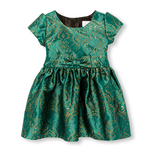 Toddler Girls Short Sleeve Jacquard Woven Dress