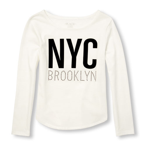 Girls Long Sleeve Sequin Graphic Top