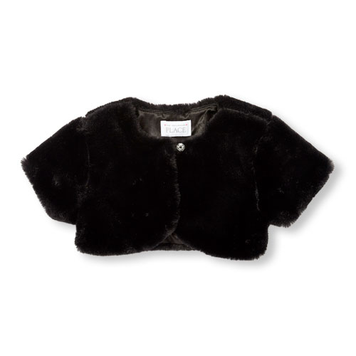 Toddler Girls Short Sleeve Faux Fur Shrug