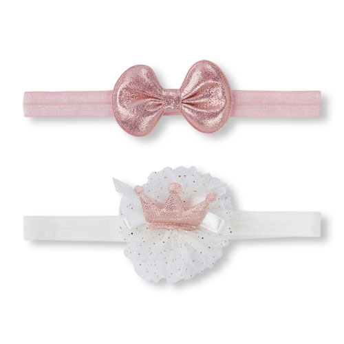 Baby Girls Bow And Crown Headwrap 2-Pack