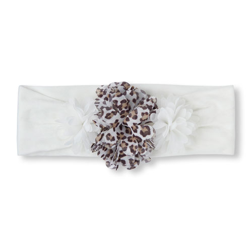 Baby Girls Leopard Chiffon Flower Headwrap