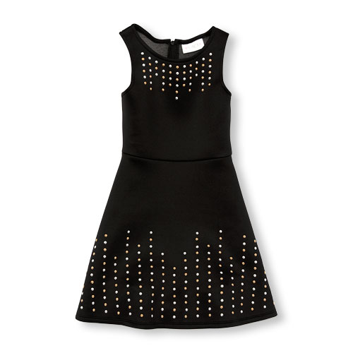 Girls Sleeveless Stud Knit Dress