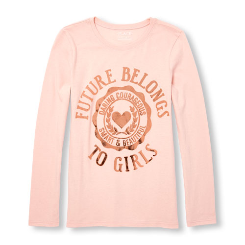 Girls Long Sleeve 'Future Belongs To Girls' Graphic Tee