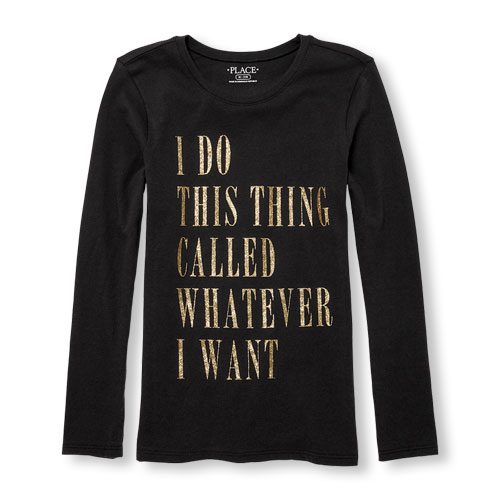 Girls Long Sleeve Glitter 'I Do This Thing Called Whatever I Want' Graphic Tee