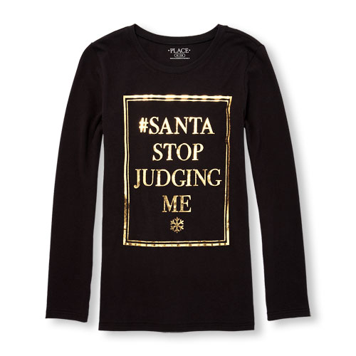 Girls Long Sleeve 'Santa Stop Judging Me' Graphic Tee
