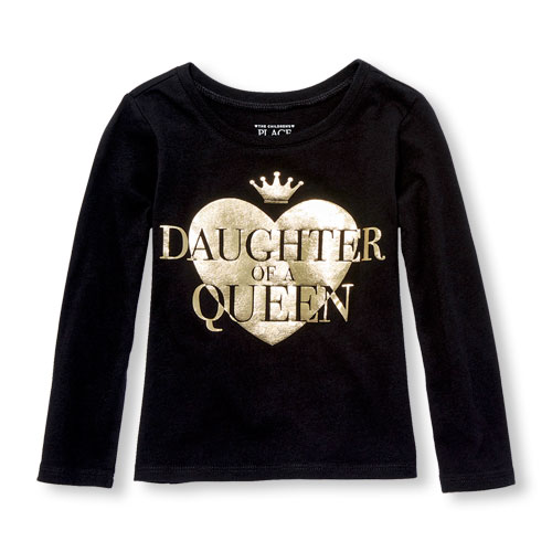Toddler Girls Long Sleeve 'Daughter Of A Queen' Matching Family Graphic Tee