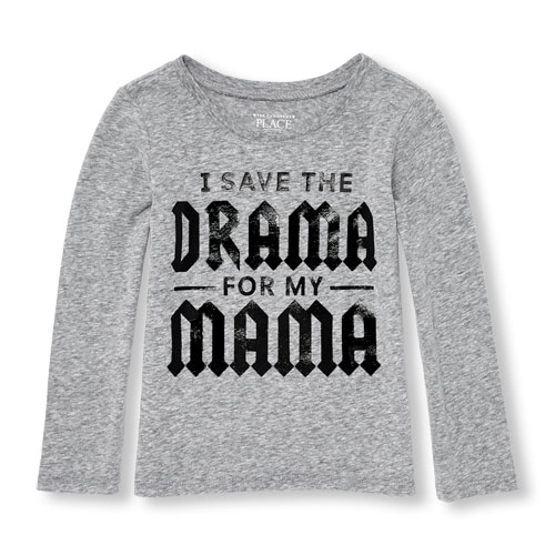 Toddler Girls Long Sleeve 'I Save The Drama For My Mama' Graphic Tee