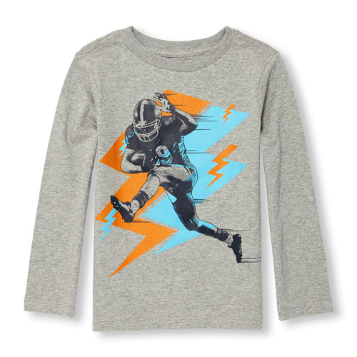 Toddler Boys Long Sleeve Lightning Fast Football Player Graphic Tee