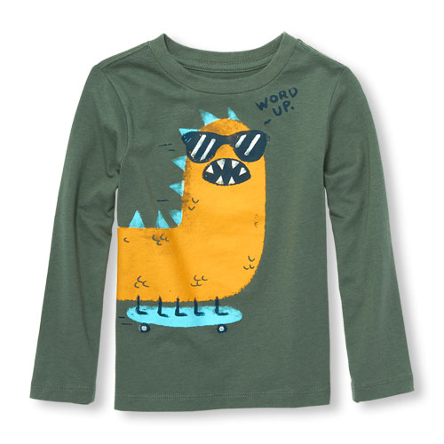Toddler Boys Long Sleeve 'Word Up' Monster Graphic Tee