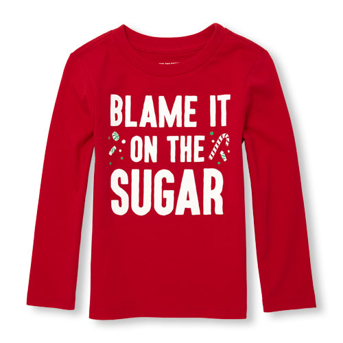 Toddler Boys Long Sleeve 'Blame It On The Sugar' Graphic Tee