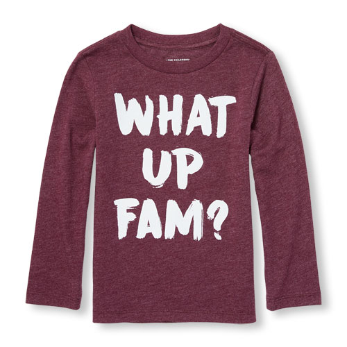 Toddler Boys Long Sleeve 'What Up Fam' Graphic Tee