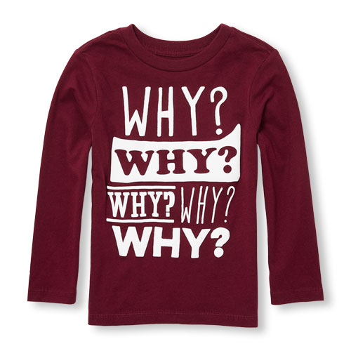 Toddler Boys Long Sleeve 'Why Why Why Why Why' Graphic Tee