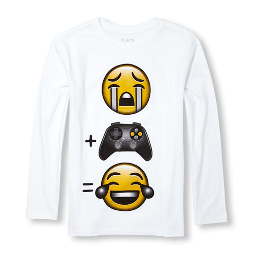 Boys Long Sleeve Gamer Emoji Equation Graphic Tee