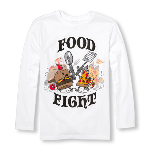 Boys Long Sleeve 'Food Fight' Warriors Graphic Tee