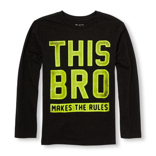 Boys Long Sleeve 'This Bro Makes The Rules' Graphic Tee