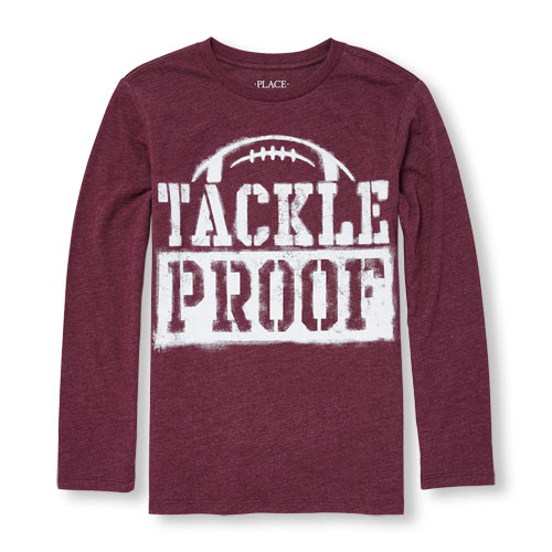 Boys Long Sleeve 'Tackleproof' Football Graphic Tee