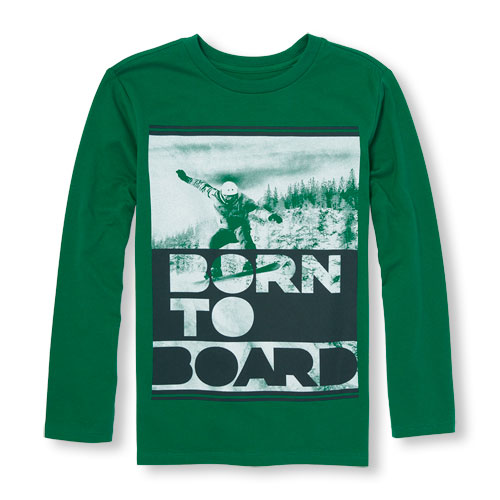 Boys Long Sleeve 'Born To Board' Graphic Tee