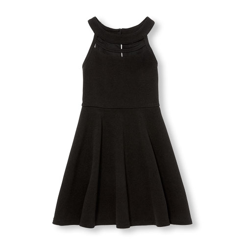 Girls Sleeveless Mesh Piecing Woven Dress