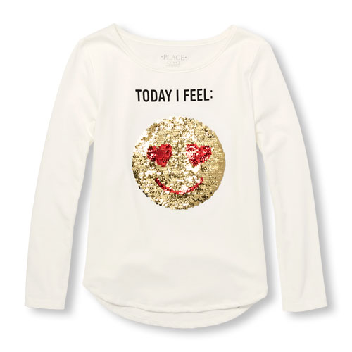 Girls Long Sleeve Flip Sequin Top