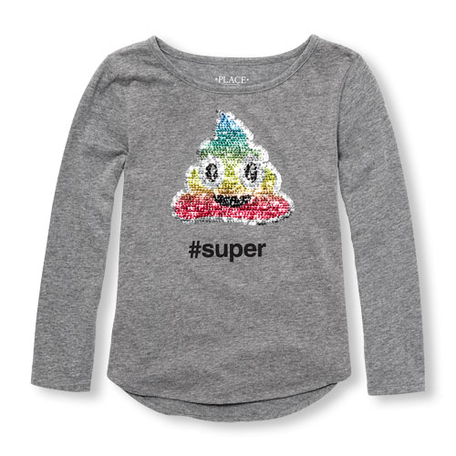 Girls Long Sleeve Flip Sequin Top