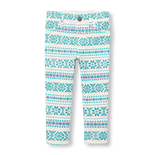 Toddler Girls Glitter Fair Isle Print Knit Jeggings