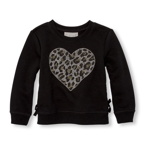 Toddler Girls Active Long Sleeve Embellished Graphic Lace-Up Top