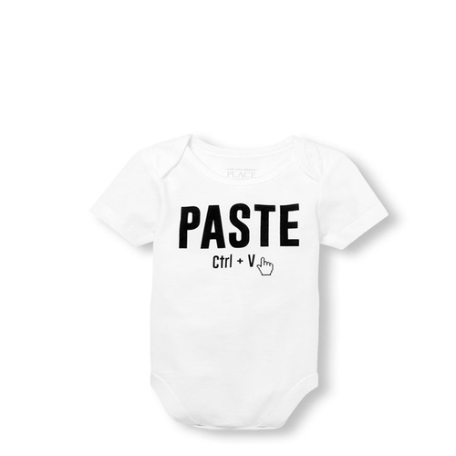 Baby Boys Daddy And Me Short Sleeve 'Paste Ctrl V' Matching Graphic Bodysuit
