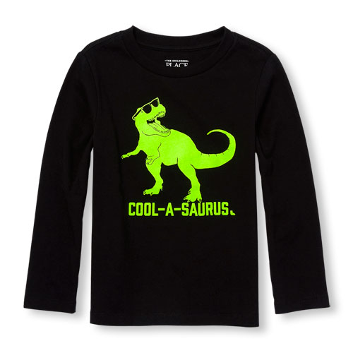 Toddler Boys Daddy And Me Long Sleeve 'Cool-A-Saurus' Matching Graphic Tee
