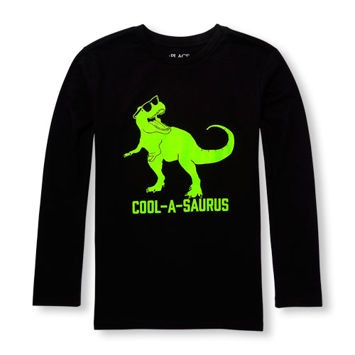 Boys Daddy And Me Long Sleeve 'Cool-A-Saurus' Matching Graphic Tee