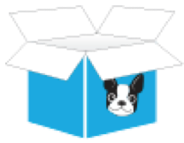 caja de img con perro